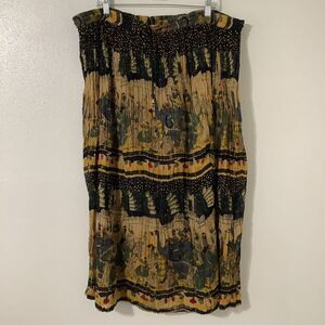 Gold Star Vintage Bohemian Hippie Indie‎ Asian Inspired Wearable Art Maxi Skirt